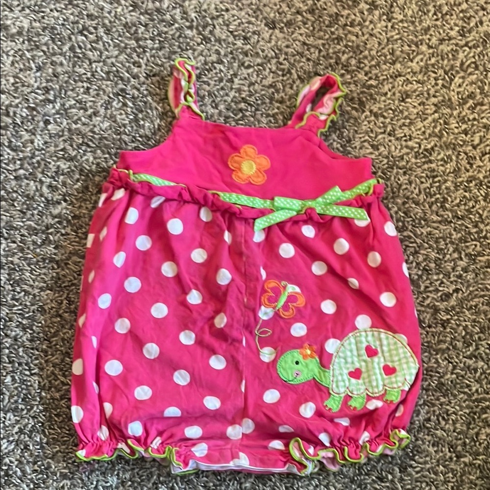 Good Lad Pink Polka Dot Turtle Romper